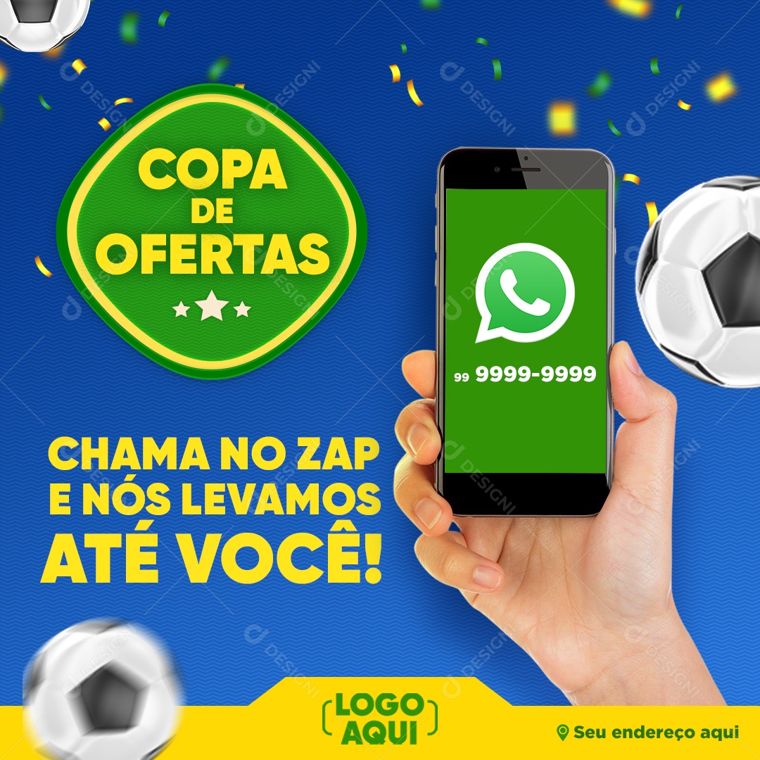 Farmácia Copa de Ofertas Chama no Zap e Nós Levamos Até Você Social Media PSD Editável