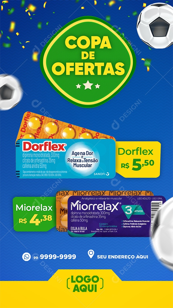 Story Farmácia Copa de Ofertas Venha Conferir Social Media PSD Editável