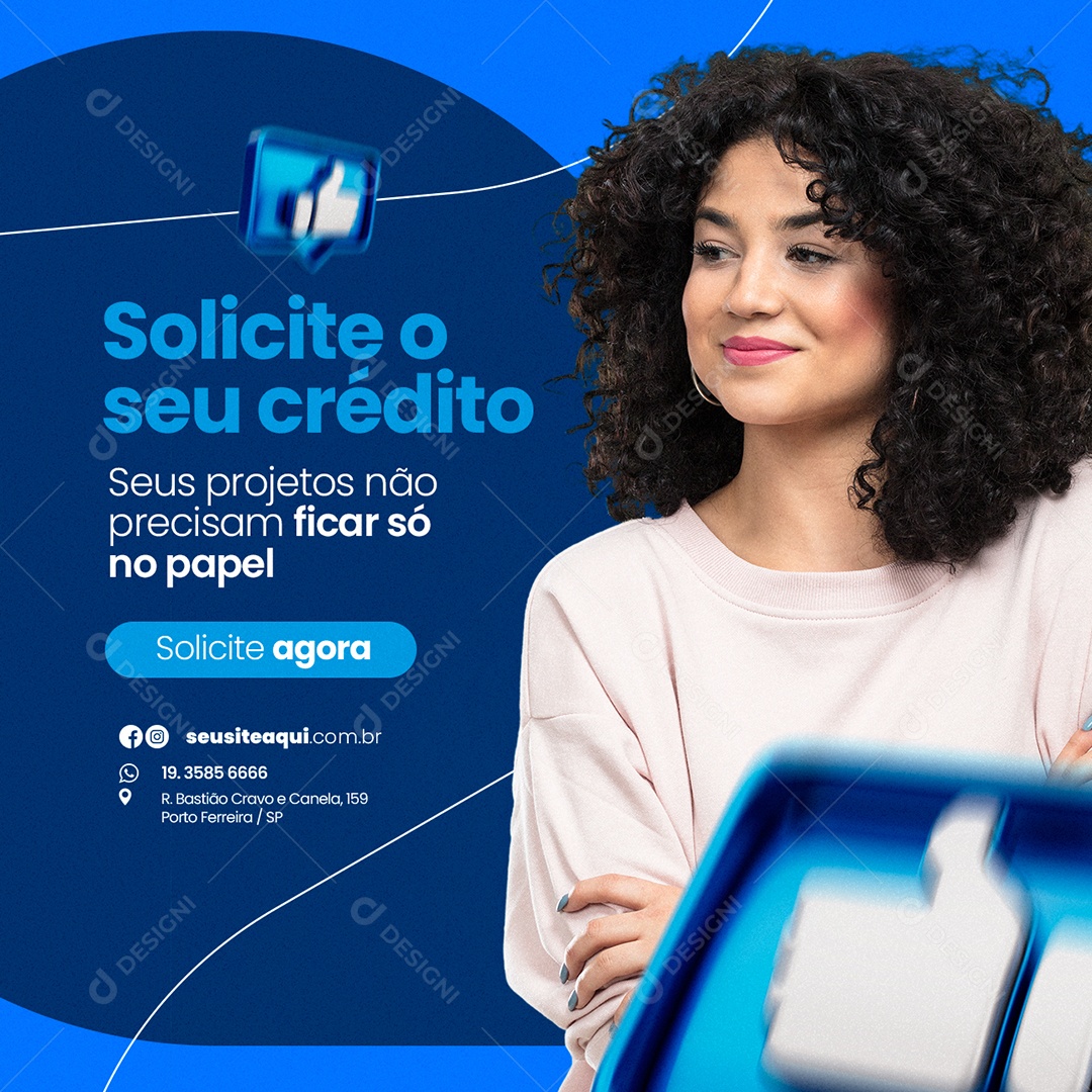 Solicite o seu crédito Empréstimo Social Media PSD Editável