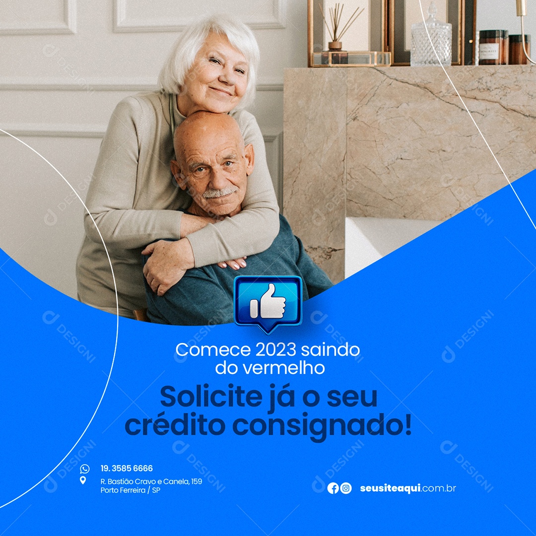 Solicite Já o Seu Crédito Consignado Empréstimo Social Media PSD Editável