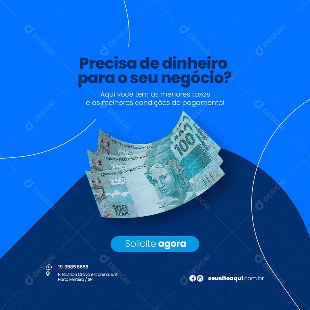 Precisa de Dinheiro para o seu Negócio Empréstimo Social Media PSD Editável