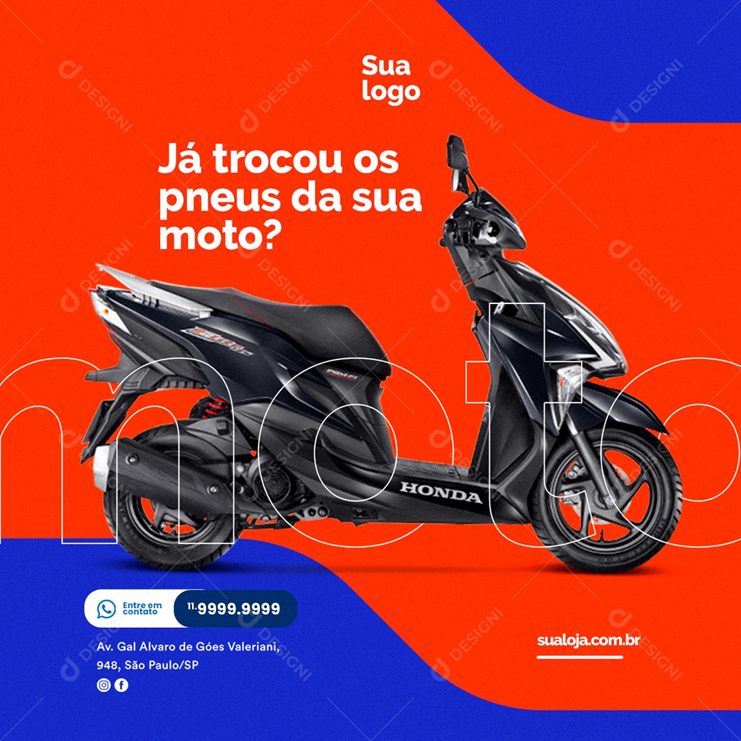 Já Trocou os Pneus da Sua Moto Loja de Peças de Moto Social Media PSD Editável