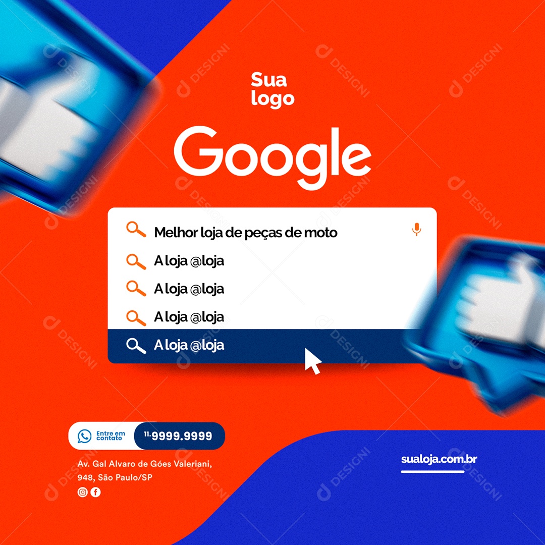 Melhor Loja de Peça de Moto Google Social Media PSD Editável