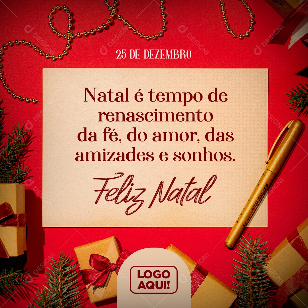 Social Media Feliz Natal Feed Tempo de Renascimento PSD Editável