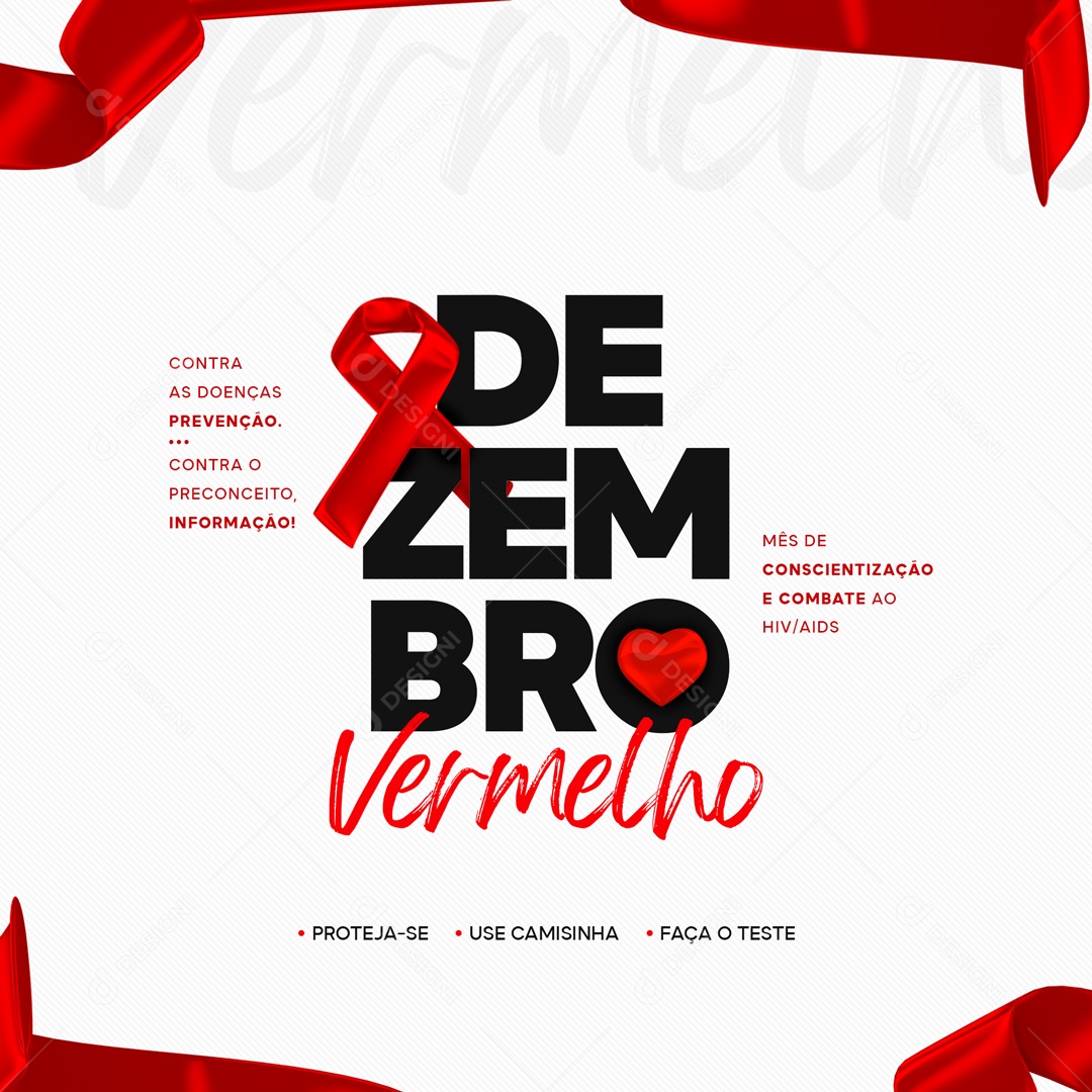Mês Mundial da Luta Contra AIDS Dezembro Vermelho Social Media PSD Editável
