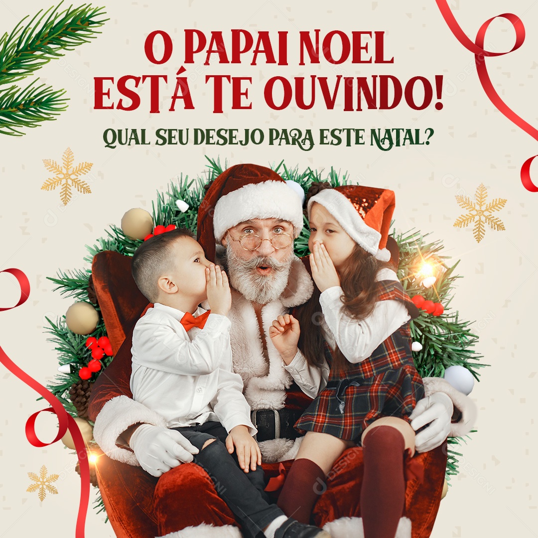 O Papai Noel Está te Ouvindo Qual Seu Desejo Para Este Natal Social Media PSD Editável