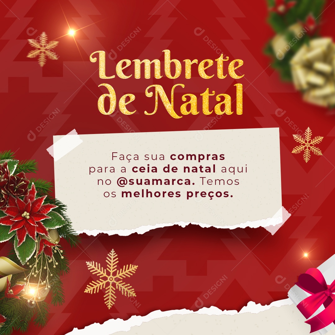 Lembrete de Natal Faça Suas Compras Para a Ceia de Natal Social Media PSD Editável