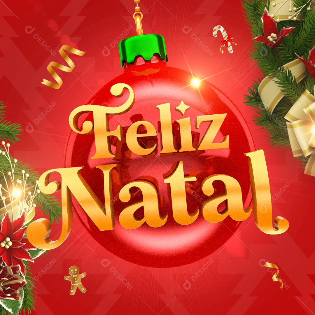 Selo 3D Para Composição Feliz Natal Social Media PSD Editável