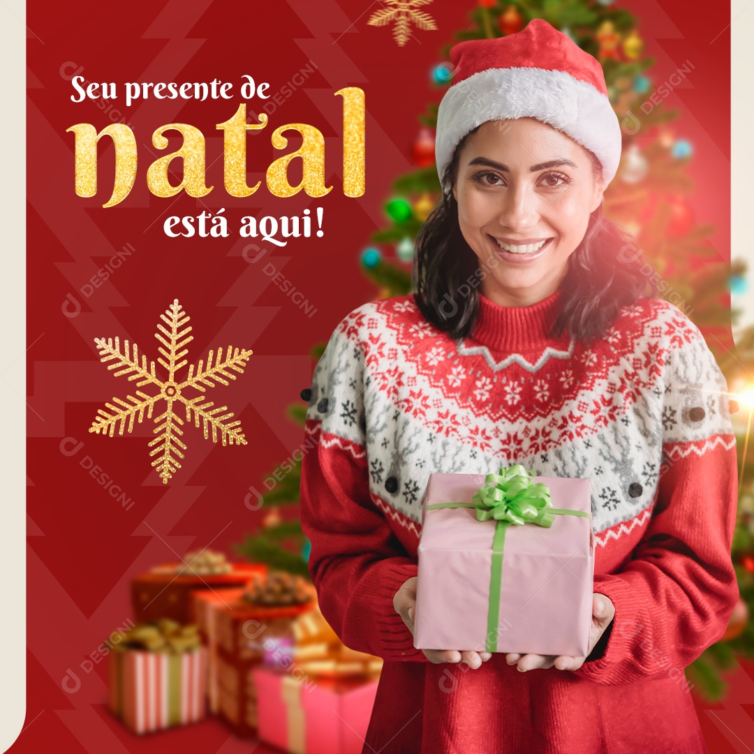Seu Presente de Natal Está Aqui Venha Conferir Social Media PSD Editável