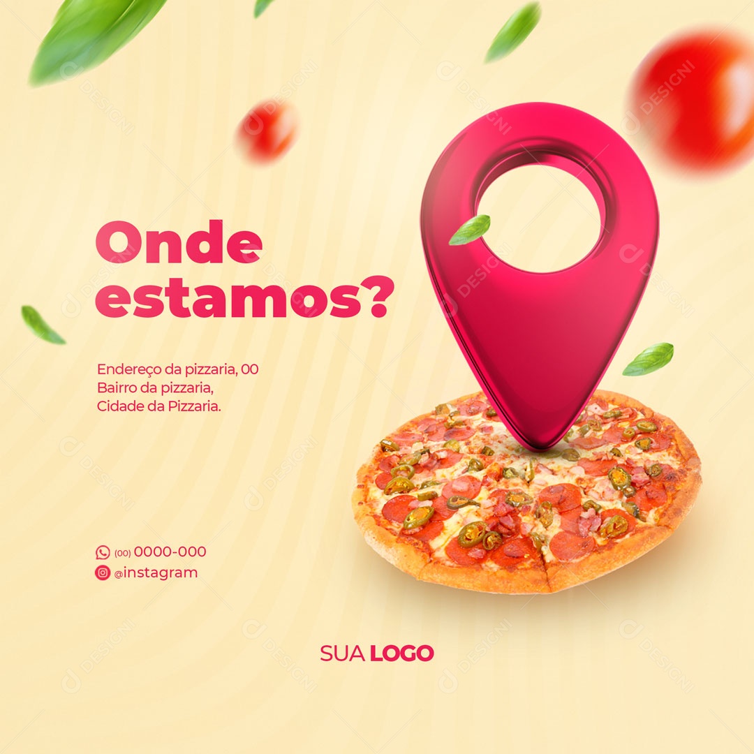 Onde Estamos Localização Endereço da Pizzaria Social Media PSD Editável
