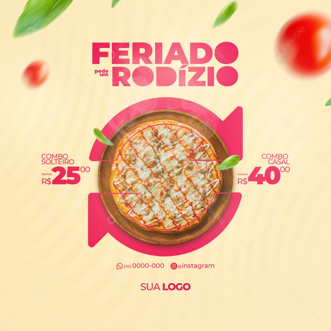 Feriado Pede um Rodízio de Pizza Pizzaria Social Media PSD Editável