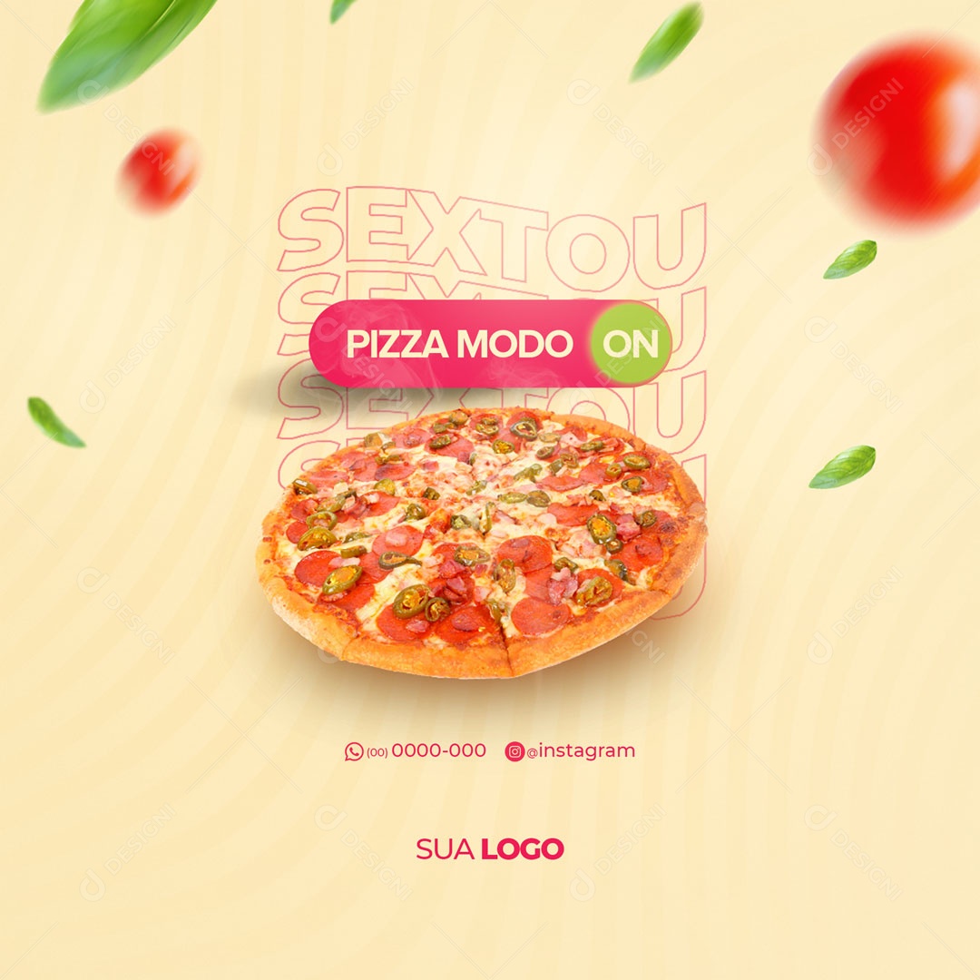 Sextou Pizza Modo ON Pizzaria Social Media PSD Editável