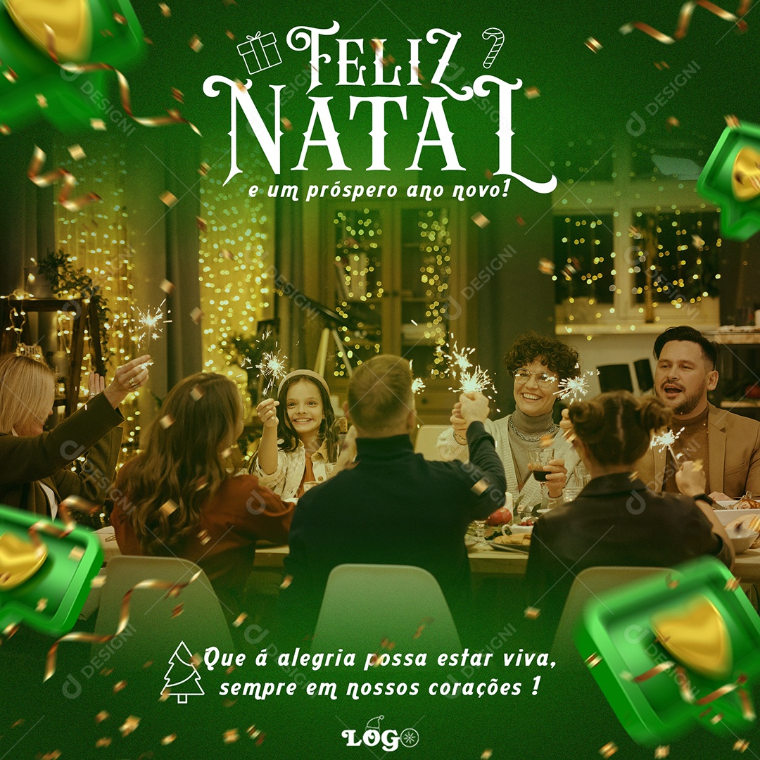 Feliz Natal E Um Próspero Ano Novo Social Media PSD Editável