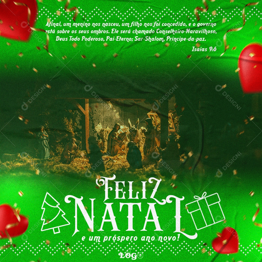 Feliz Natal E Um Próspero Ano Novo Social Media PSD Editável