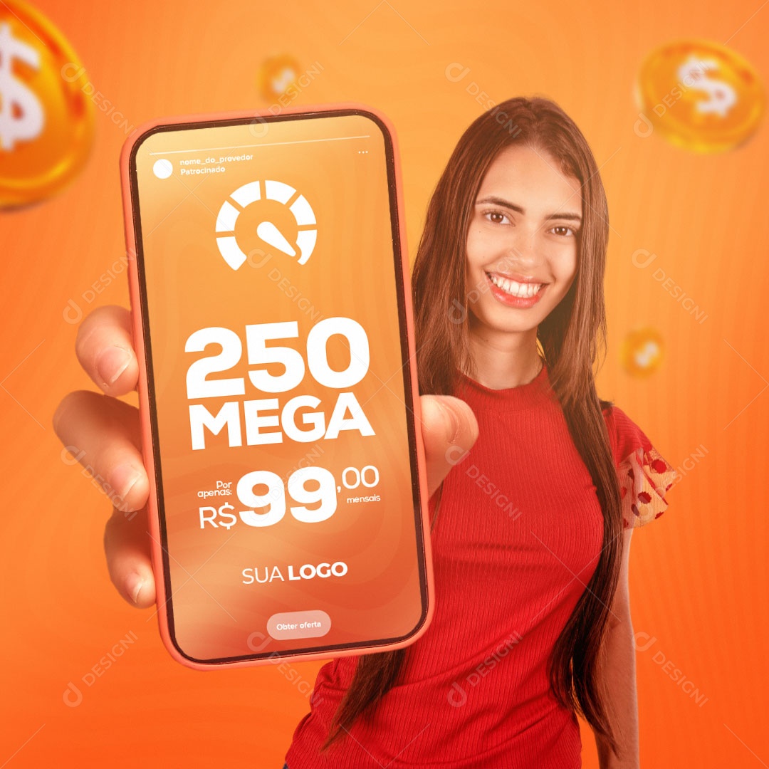 Social Media 250 Mega Pro Apenas RS 99,00 Mensais Provedor de Internet PSD Editável