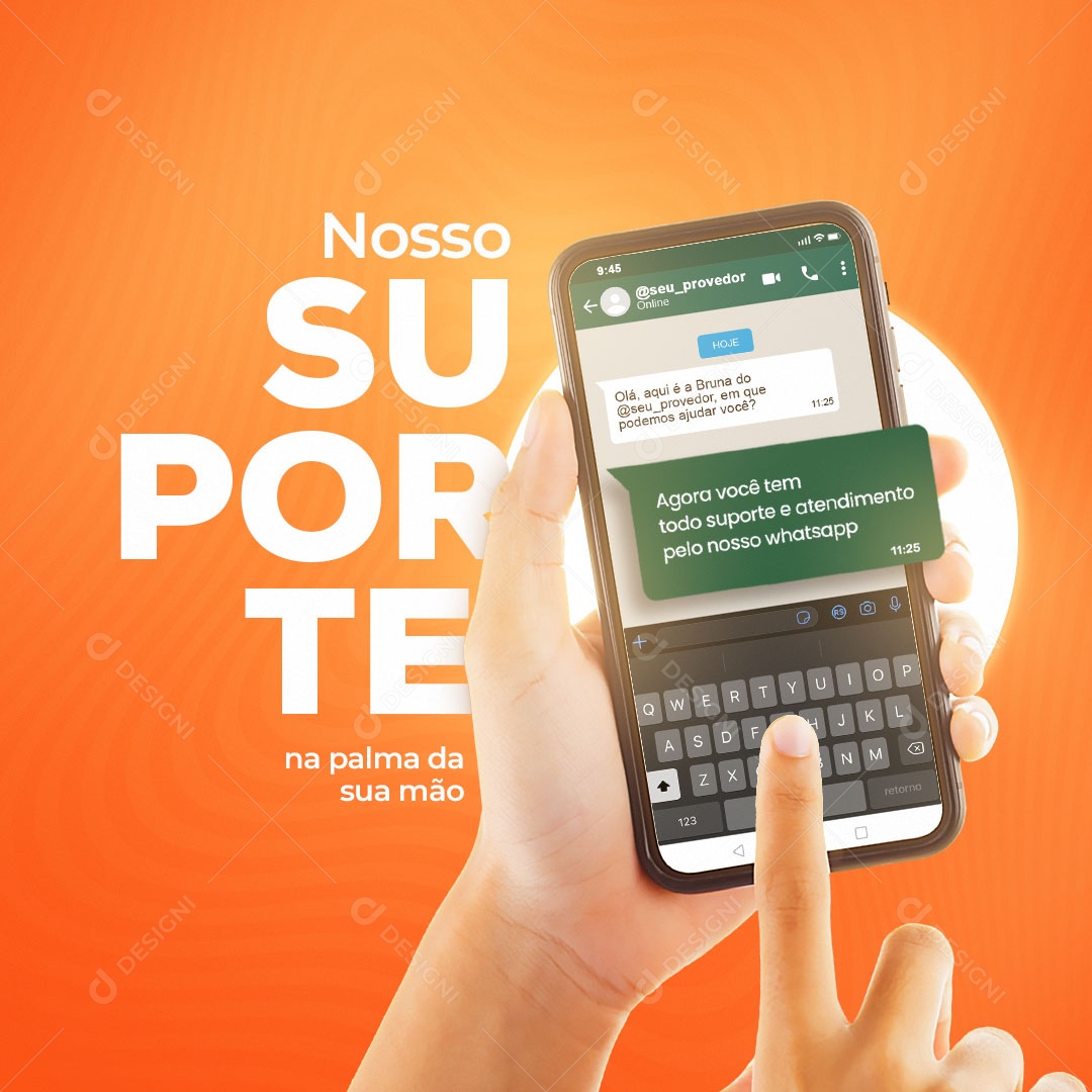 Nosso Suporte na Palma da sua Mão Provedor de Internet Social Media PSD Editável