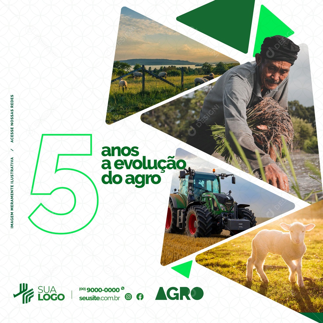 Social Media 5 Anos a Evolução do Agro Agronegócio PSD Editável