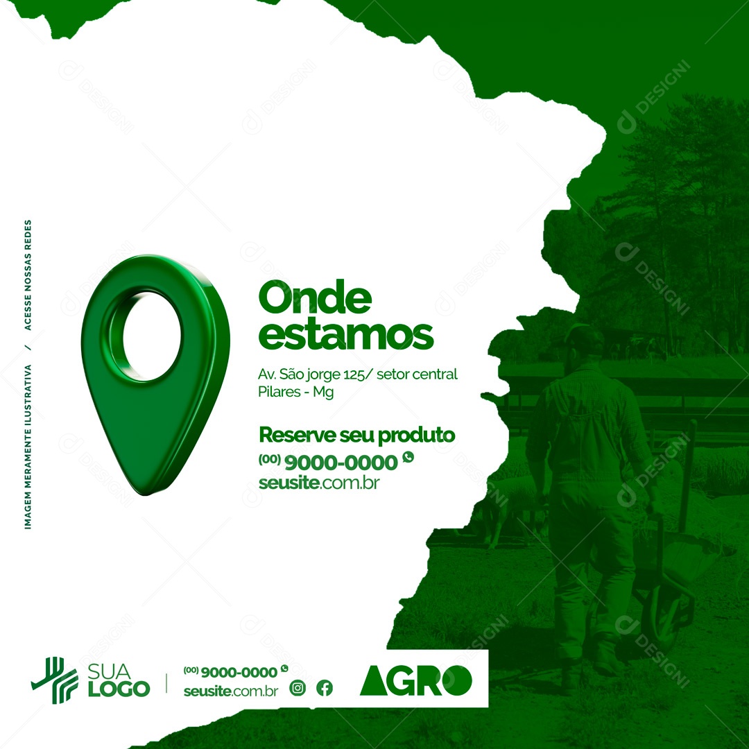 Onde Estamos Localização Agronegócio Agro Social Media PSD Editável