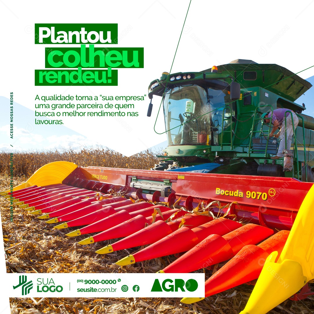 Plantou Colheu Rendeu! Agronegócio Agro Social Media PSD Editável