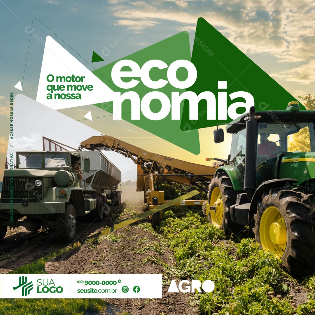 O Motor que Move a Nossa Economia Agronegócio Social Media PSD Editável