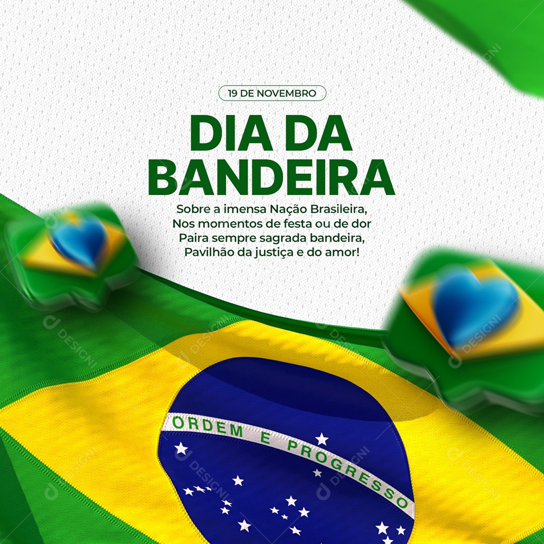 Social Media Dia Bandeira Nação Brasileira PSD Editável