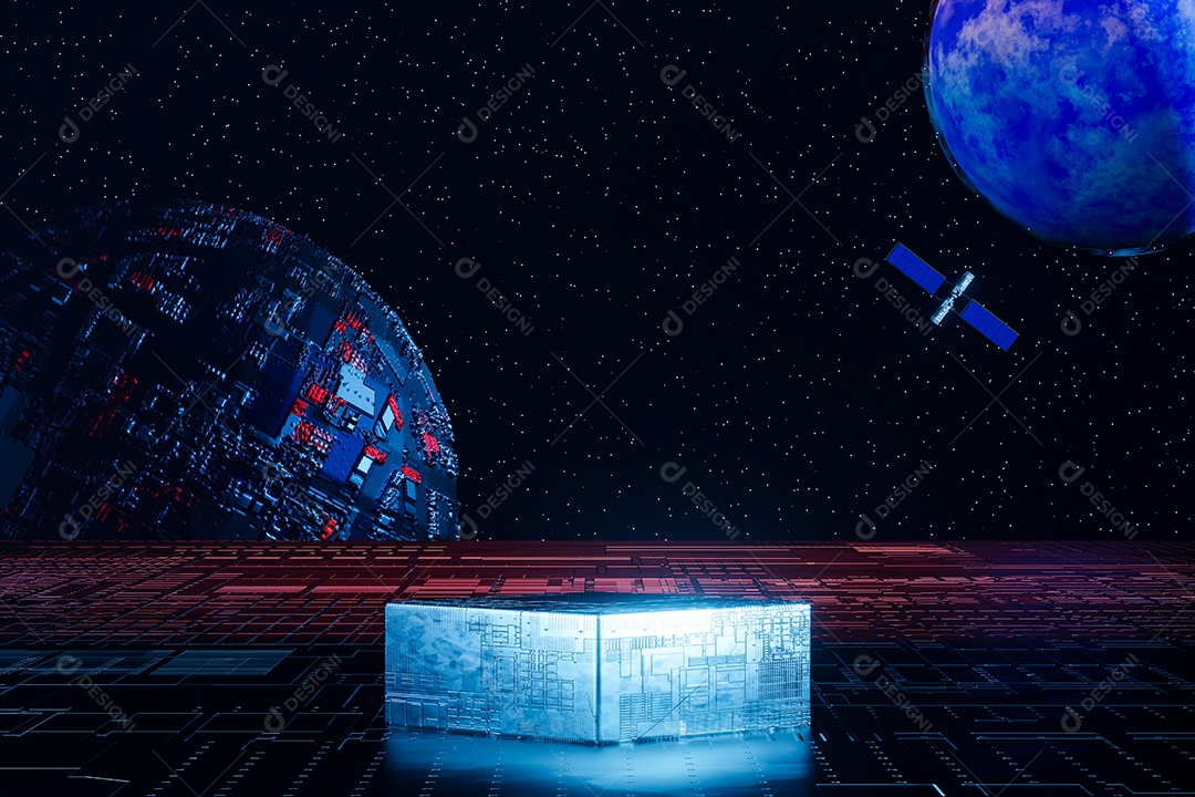 Pódio no espaço sideral