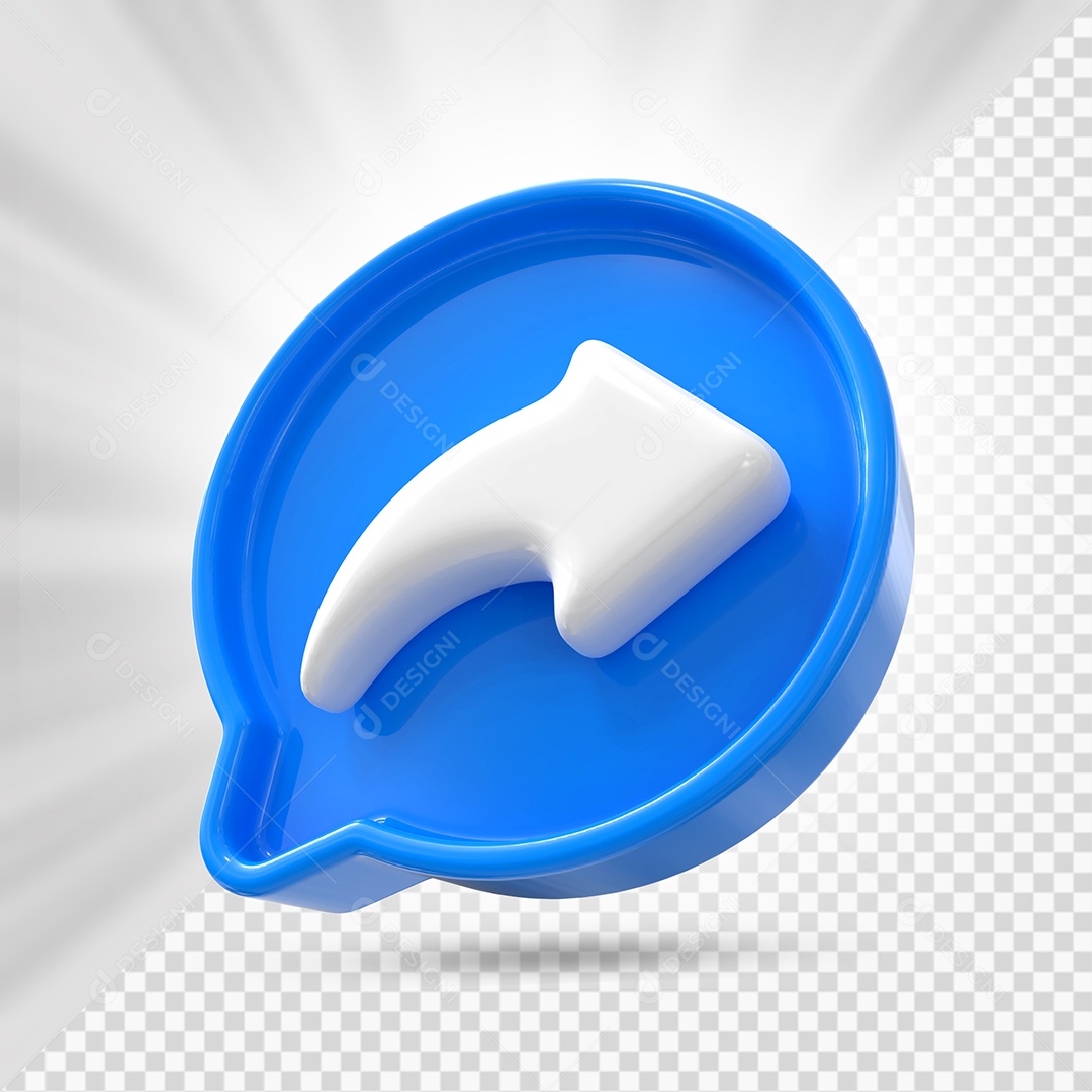 Ícone de Compartilhamento Azul e Branco de Redes Sociais Elemento 3D PSD