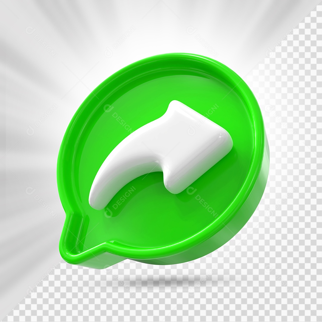 Ícone de Compartilhamento Verde e Branco de Redes Sociais Elemento 3D PSD