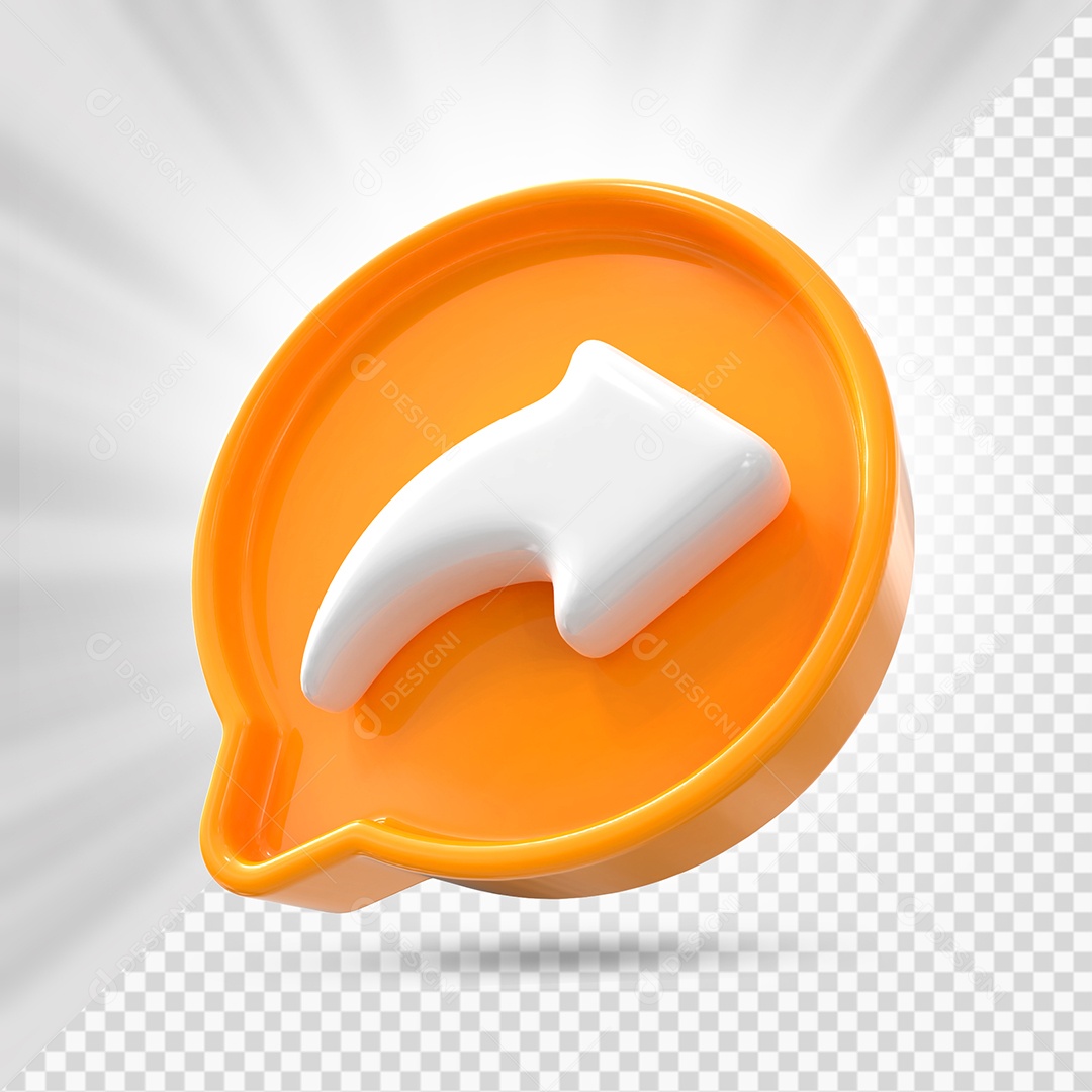 Ícone de Compartilhamento Laranja e Branco de Redes Sociais Elemento 3D PSD