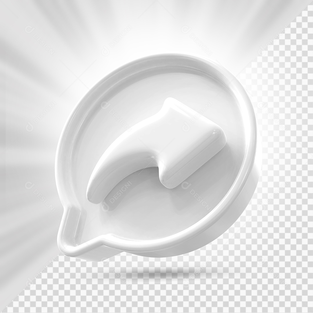 Ícone de Compartilhamento Branco de Redes Sociais Elemento 3D PSD