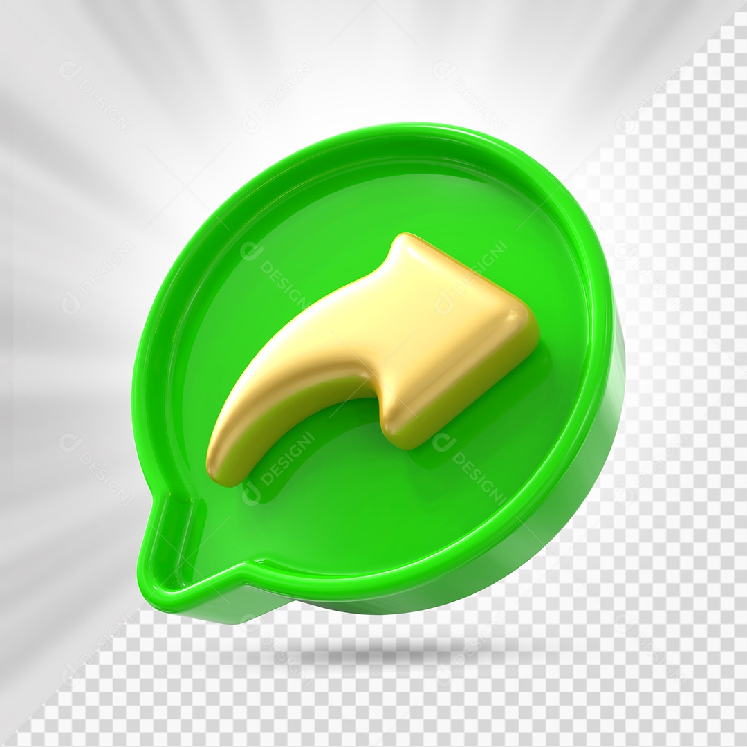 Ícone de Compartilhamento Verde e Dourado de Redes Sociais Elemento 3D PSD