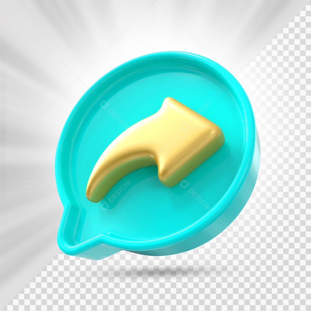 Ícone de Compartilhamento Azul Marinho e Dourado de Redes Sociais Elemento 3D PSD