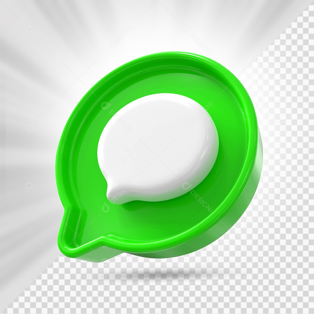 Ícone de Comentário Verde e Branco Elemento 3D para Composição PSD