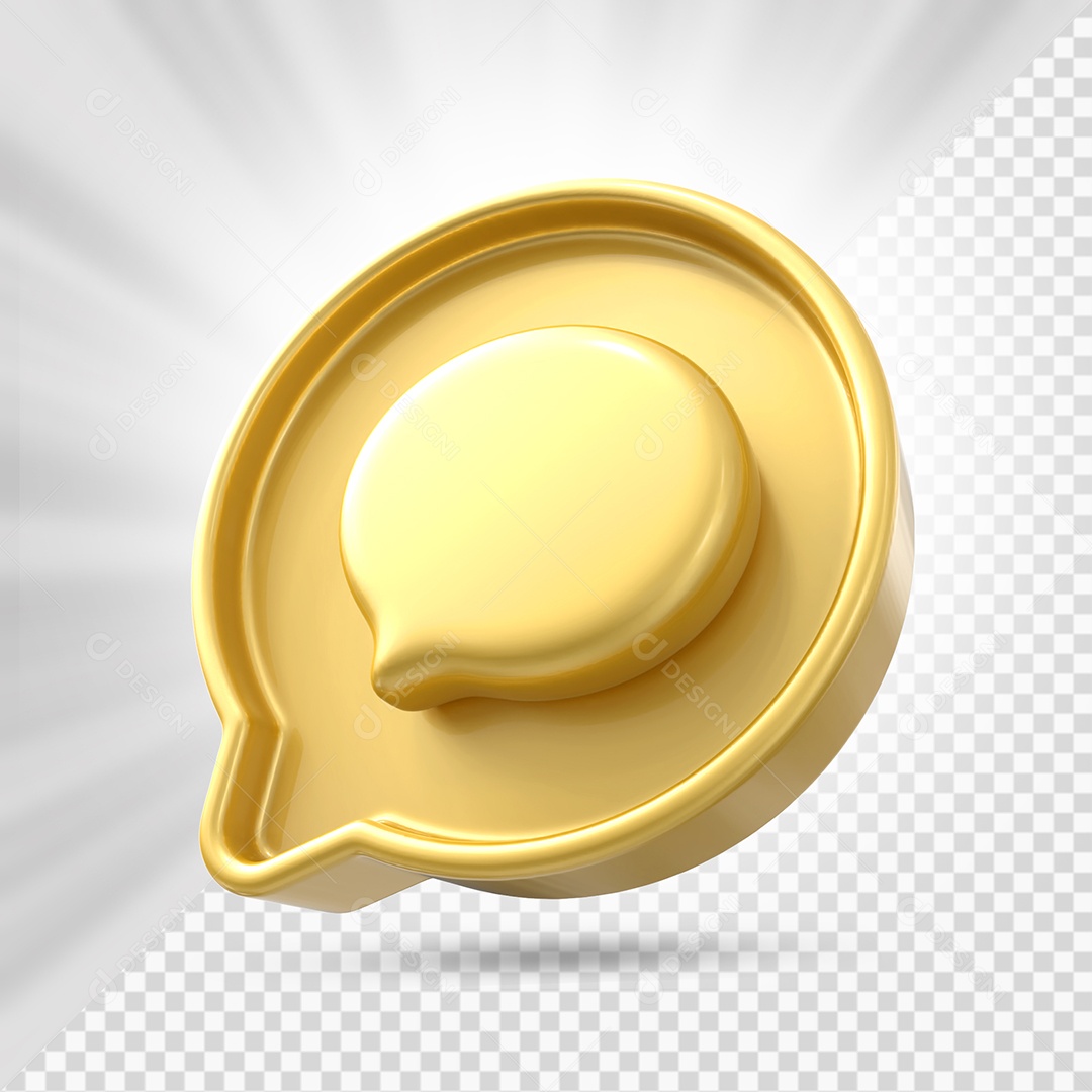 Ícone de Comentário Dourado Elemento 3D para Composição PSD