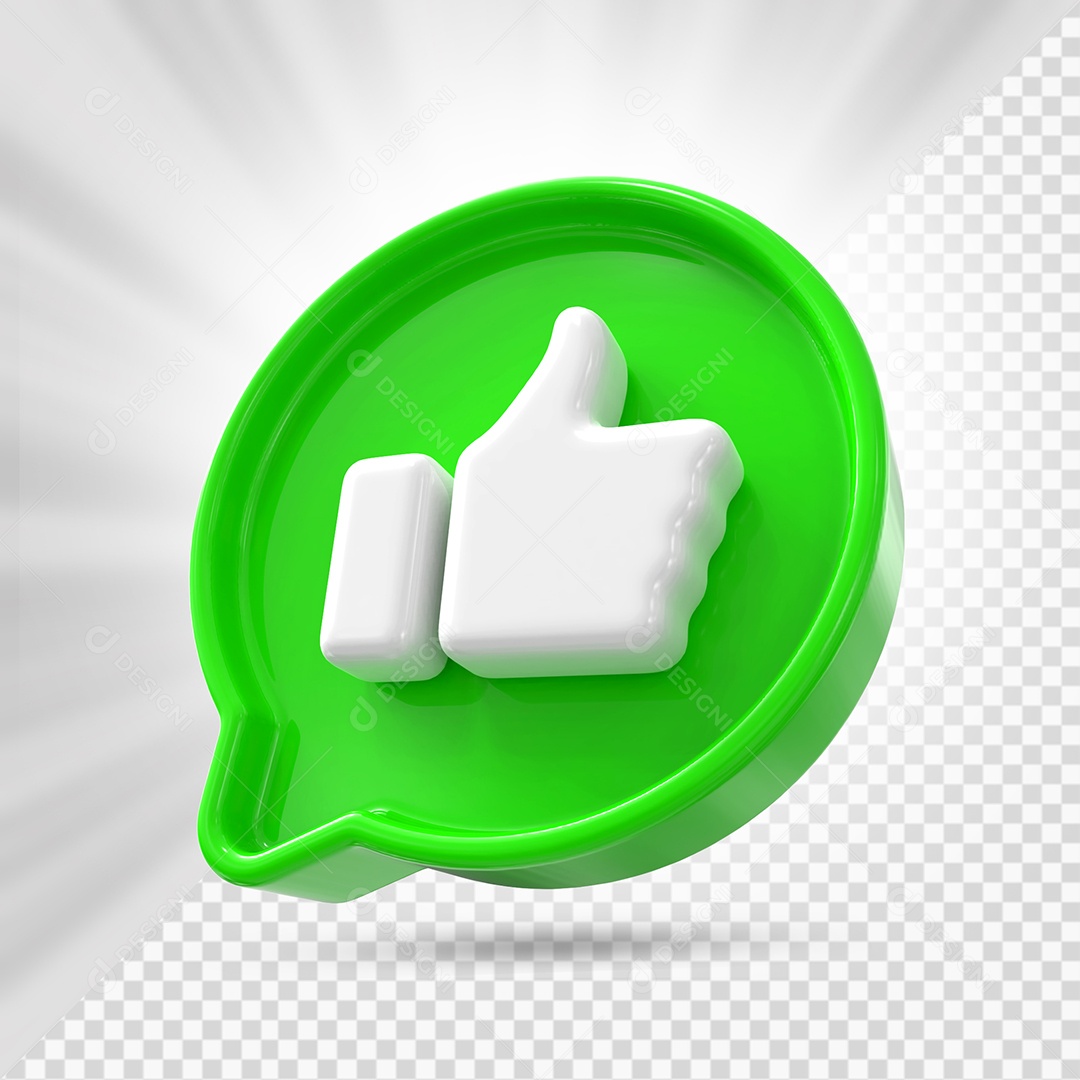 Like do Facebook Verde com Like Branco Elemento 3D para Composição PSD