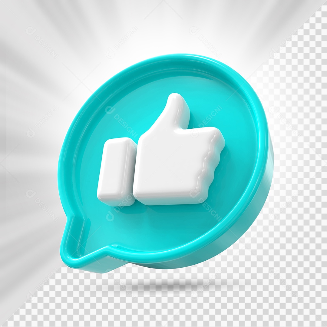 Like do Facebook Azul Marinho com Like Branco Elemento 3D para Composição PSD