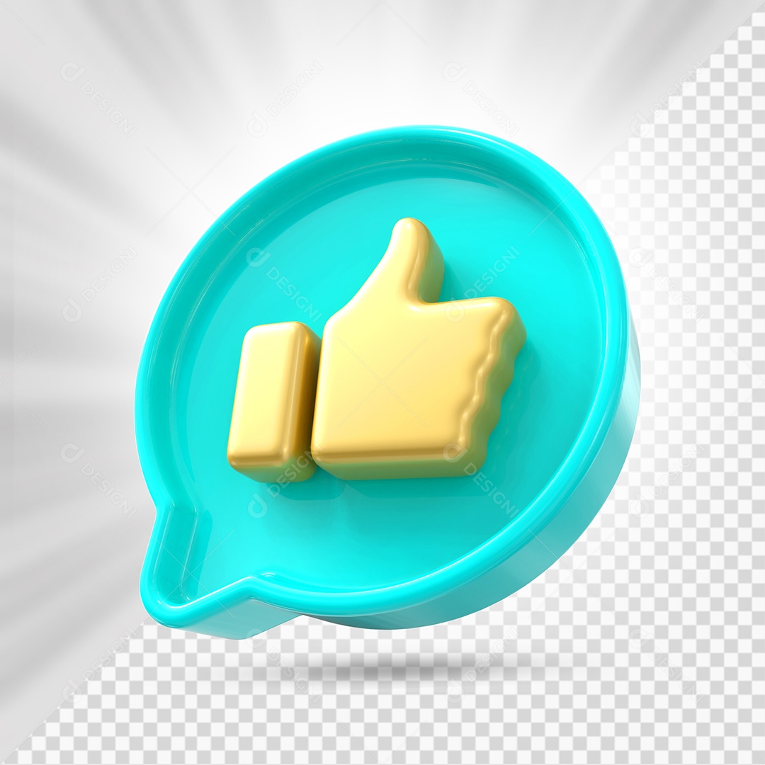 Like do Facebook Azul Marinho Com Like Dourado Elemento 3D para Composição PSD