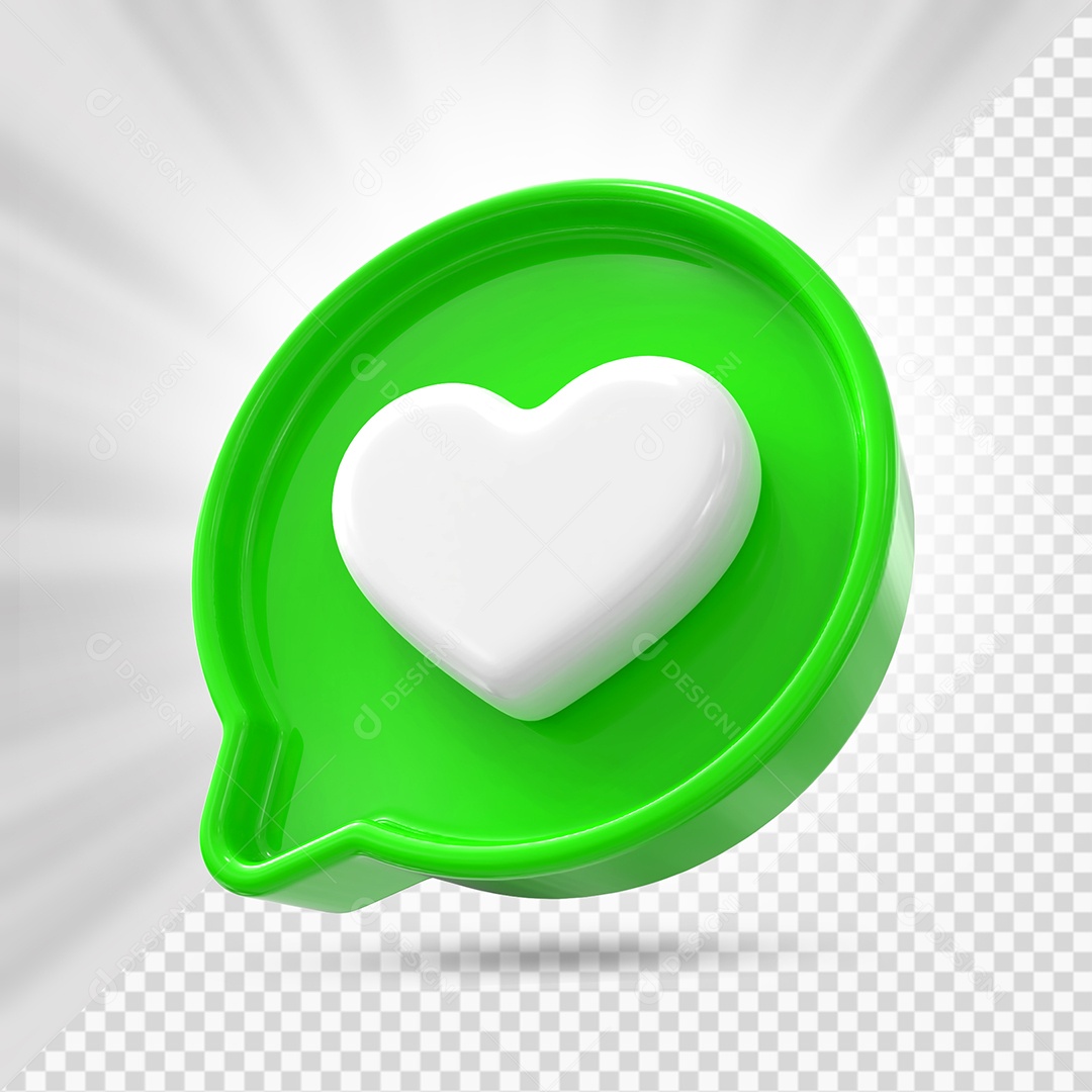 Green Instagram Like with White Heart 3D Element for Compositing PSD