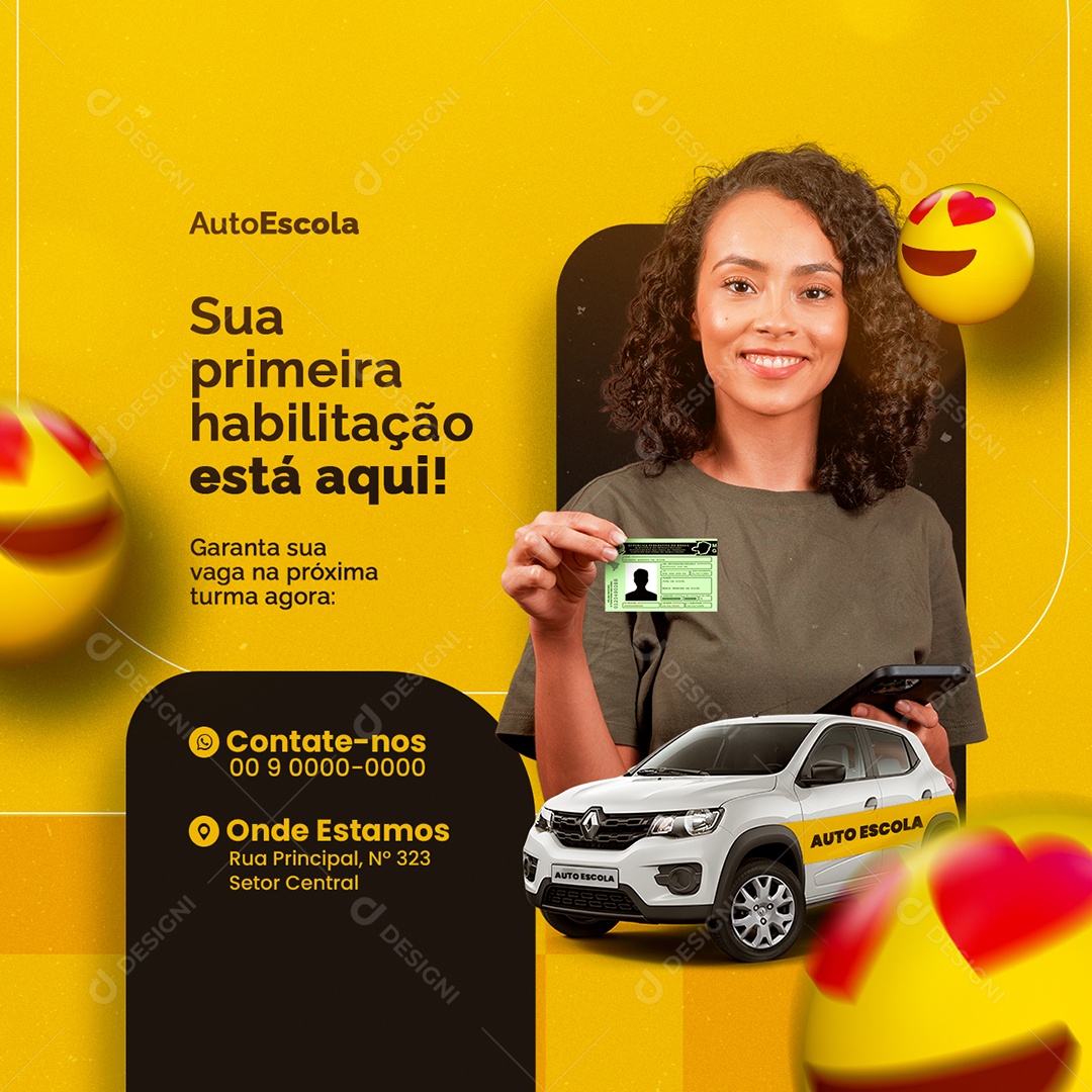 Your First Driver's License Is Here Driving School Social Media Editable PSD
