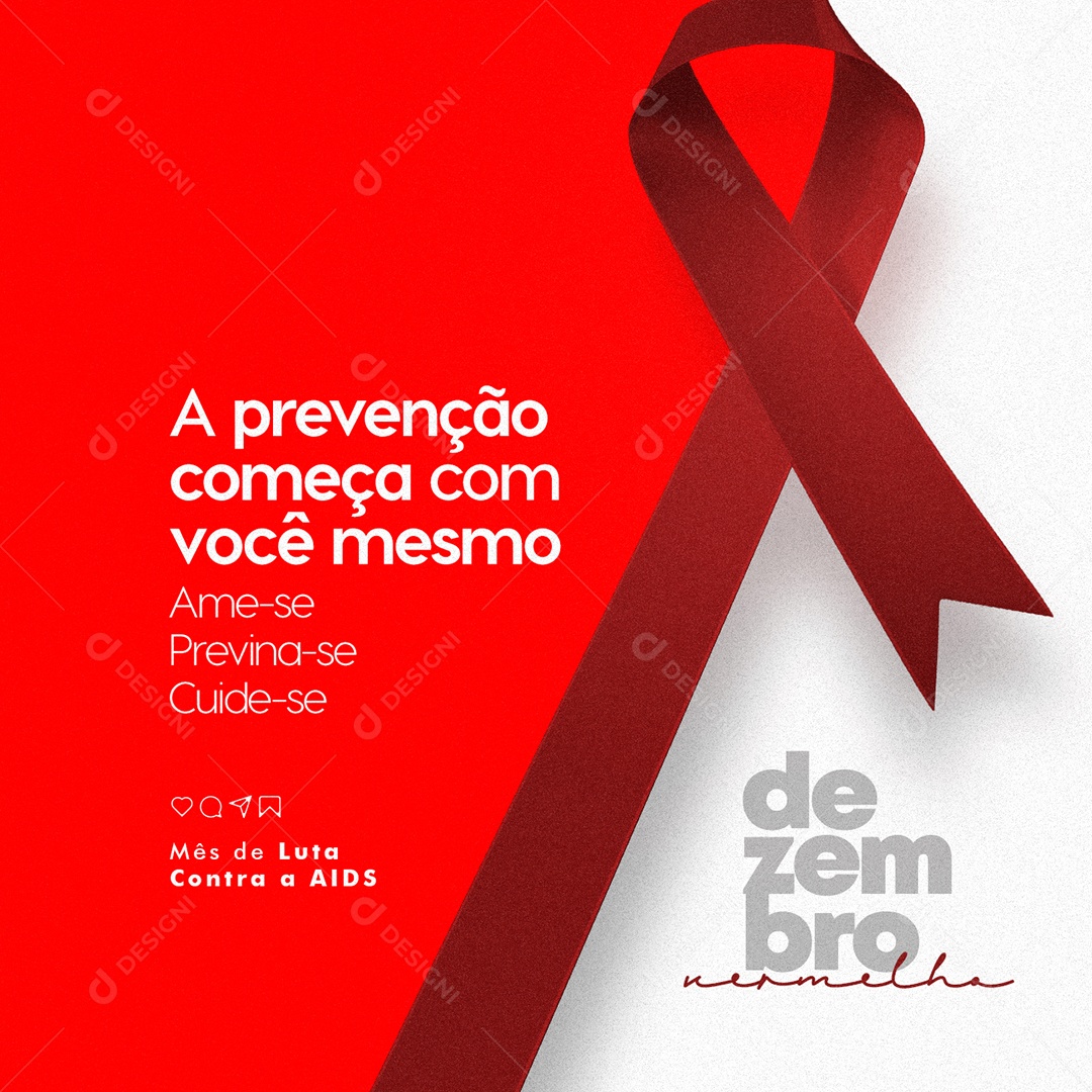 A Prevenção Começa com Você Mesmo Ame se Dezembro Vermelho Social Media PSD Editável