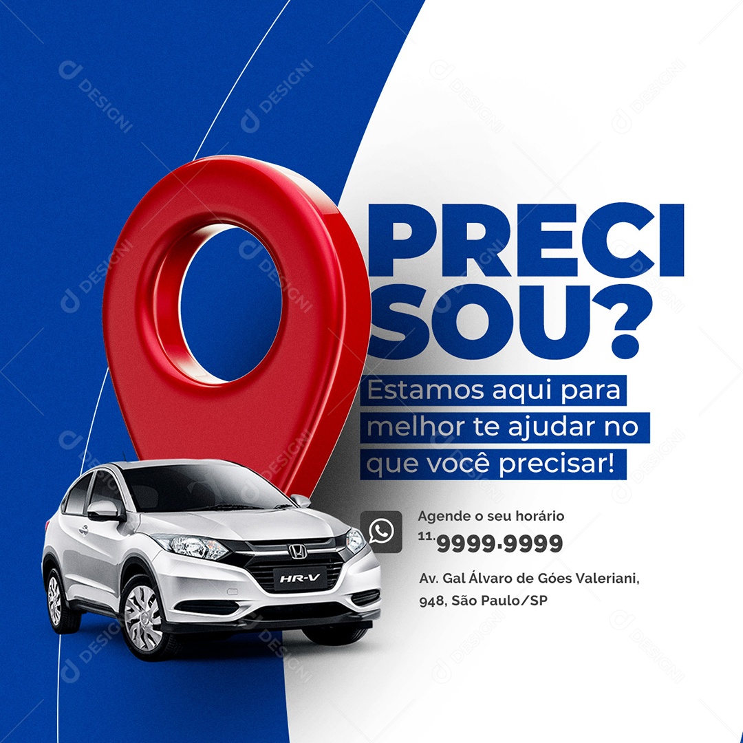 Precisou Estamos Aqui Oficina Mecânica Social Media PSD Editável