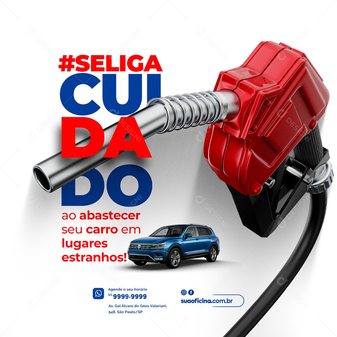 Se Liga Cuidado Oficina Mecânica Social Media PSD Editável