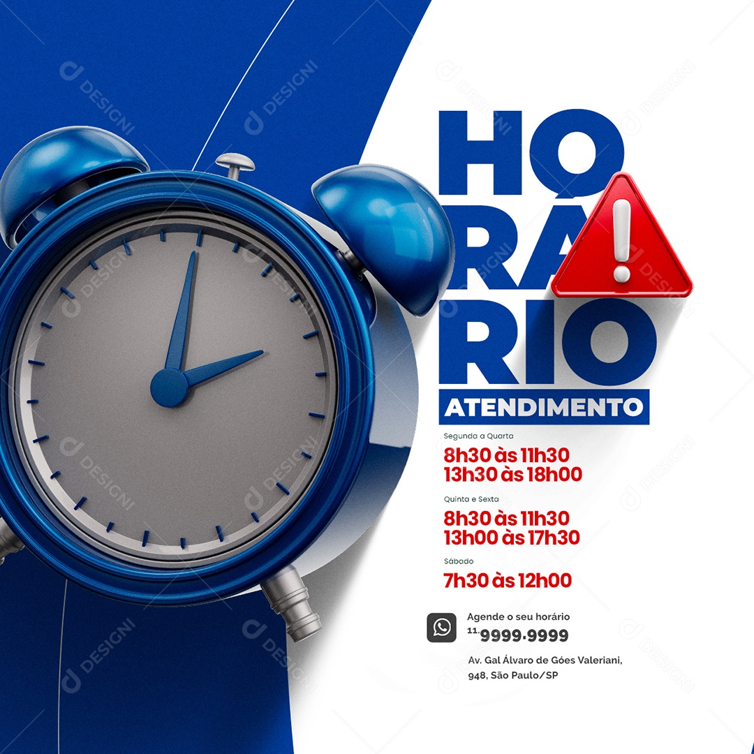 Horário de Atendimento Oficina Mecânica Social Media PSD Editável