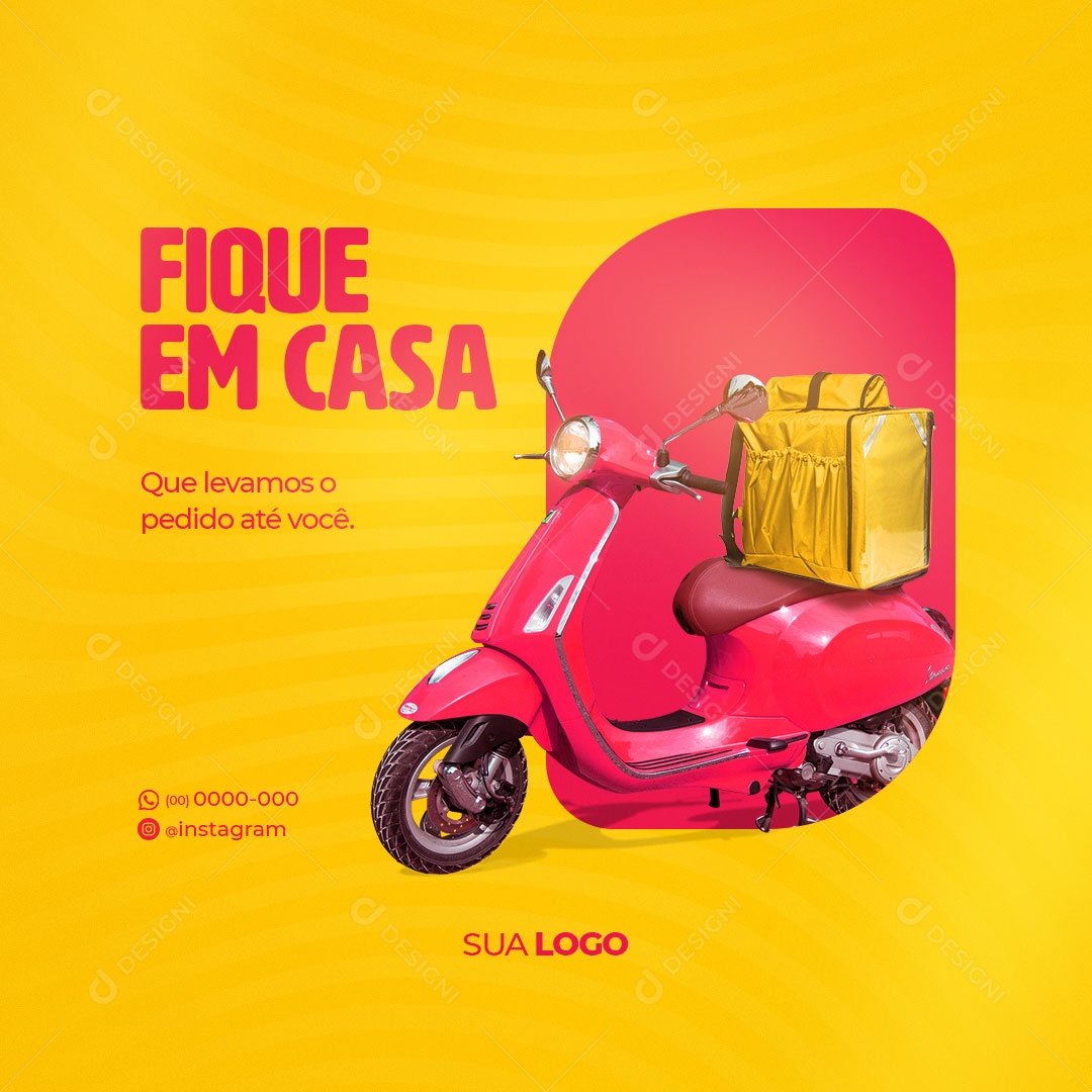 Fique em Casa que Levamos o Pedido até Você Delivery Distribuidora de Bebidas Social Media PSD Editável