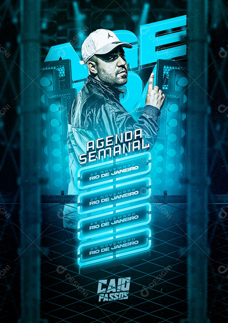Agenda Semanal Caio Passo Flyer Social Media PSD Editável