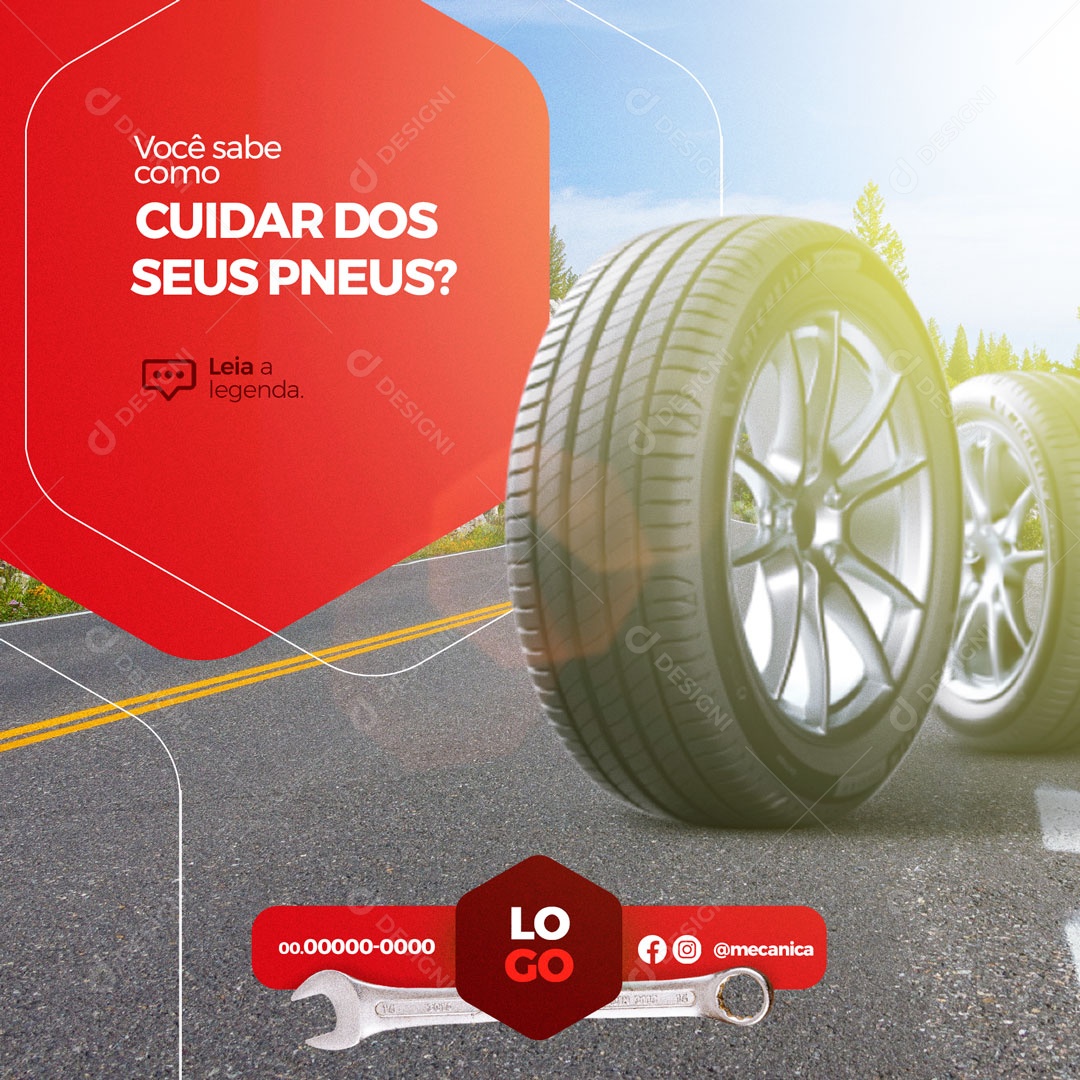 Você Sabe Como Cuidar dos Seus Pneus? Oficina Mecânica Social Media PSD Editável