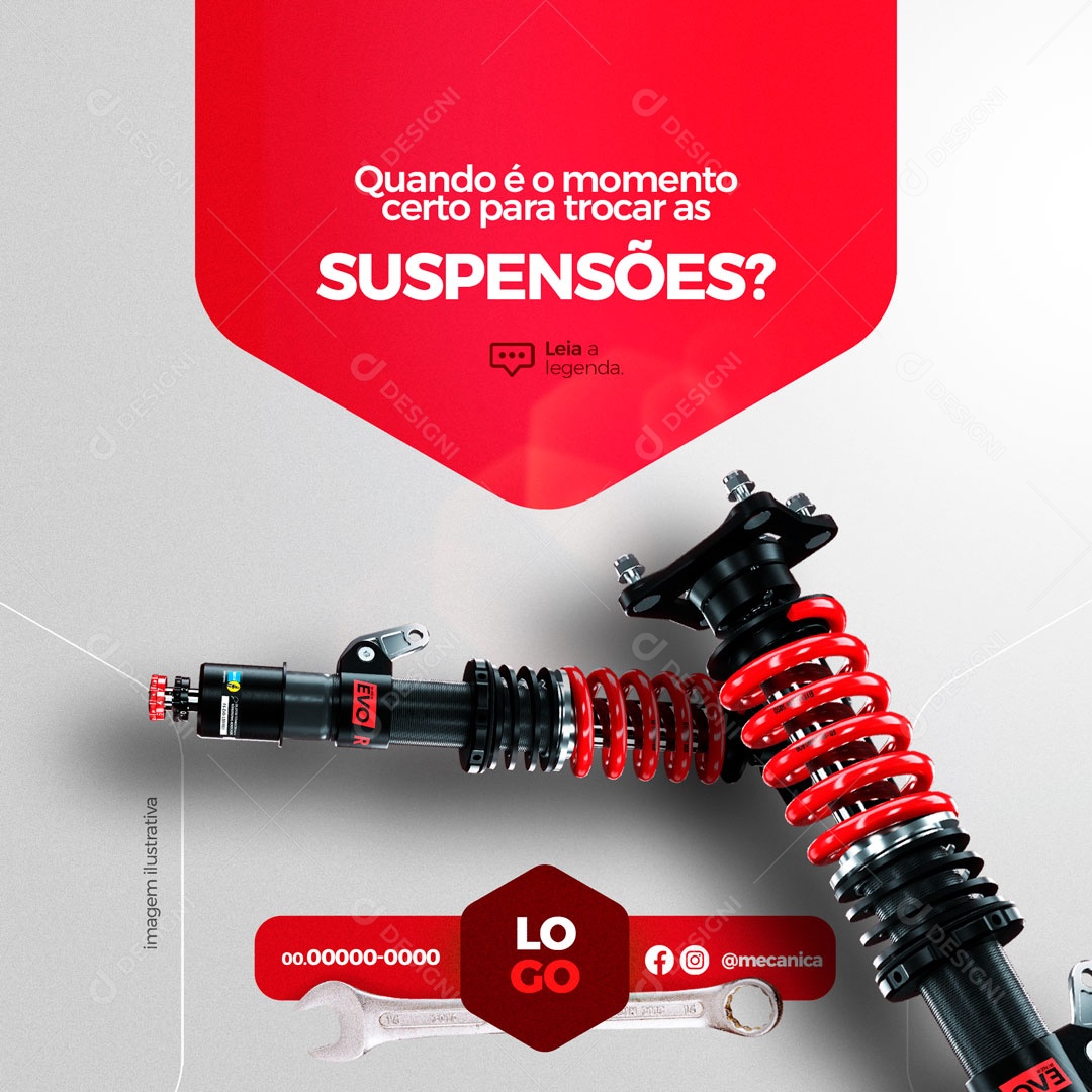 Quando é o  Momento Certo para Trocar as Suspensões? Oficina Mecânica Social Media PSD Editável