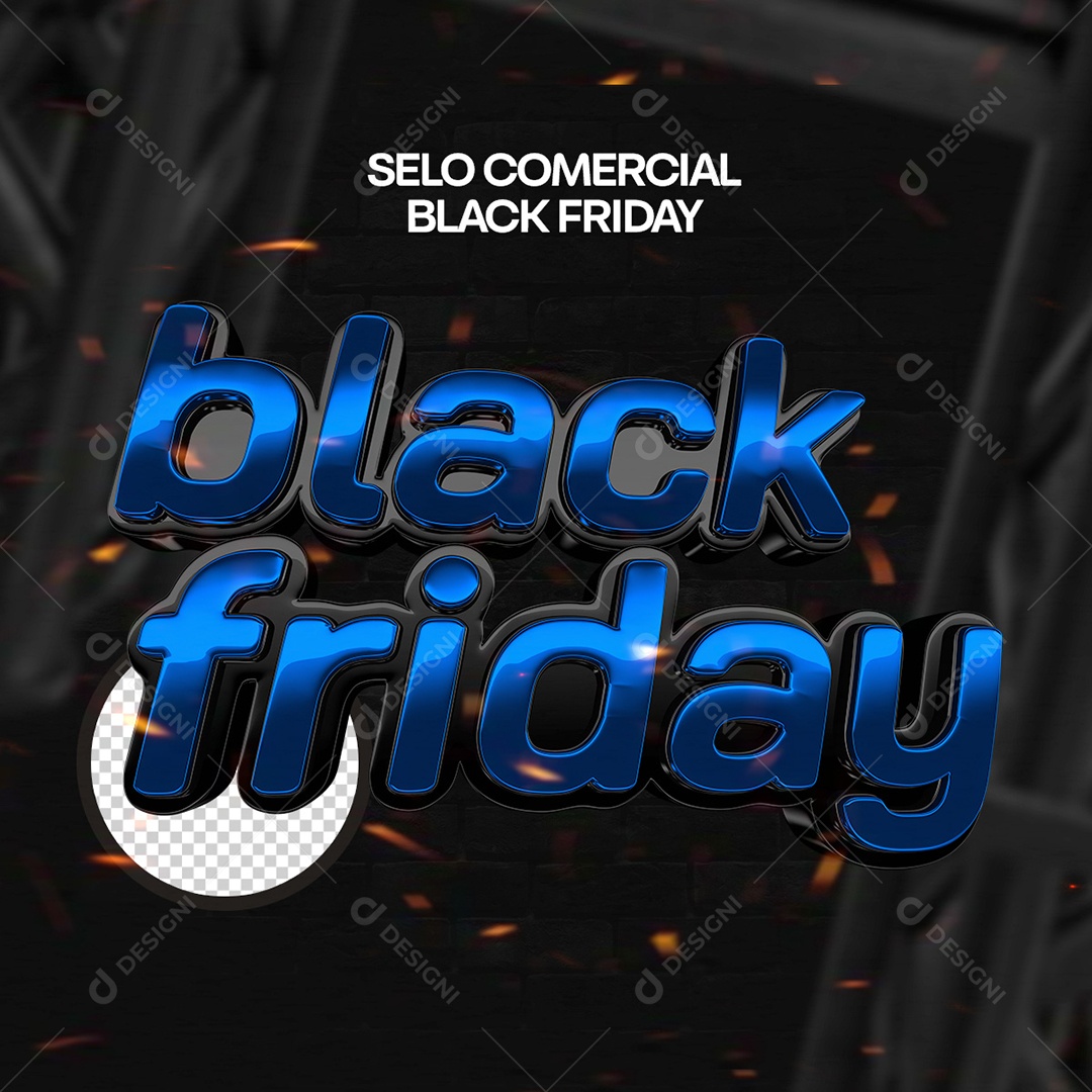 Texto 3D Black Friday Azul Para Composição PSD