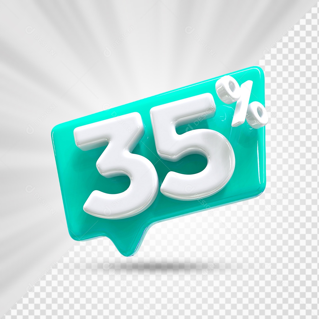 Caixa de Desconto Número 3D 35% Azul Marinho Elemento Para Composição PSD