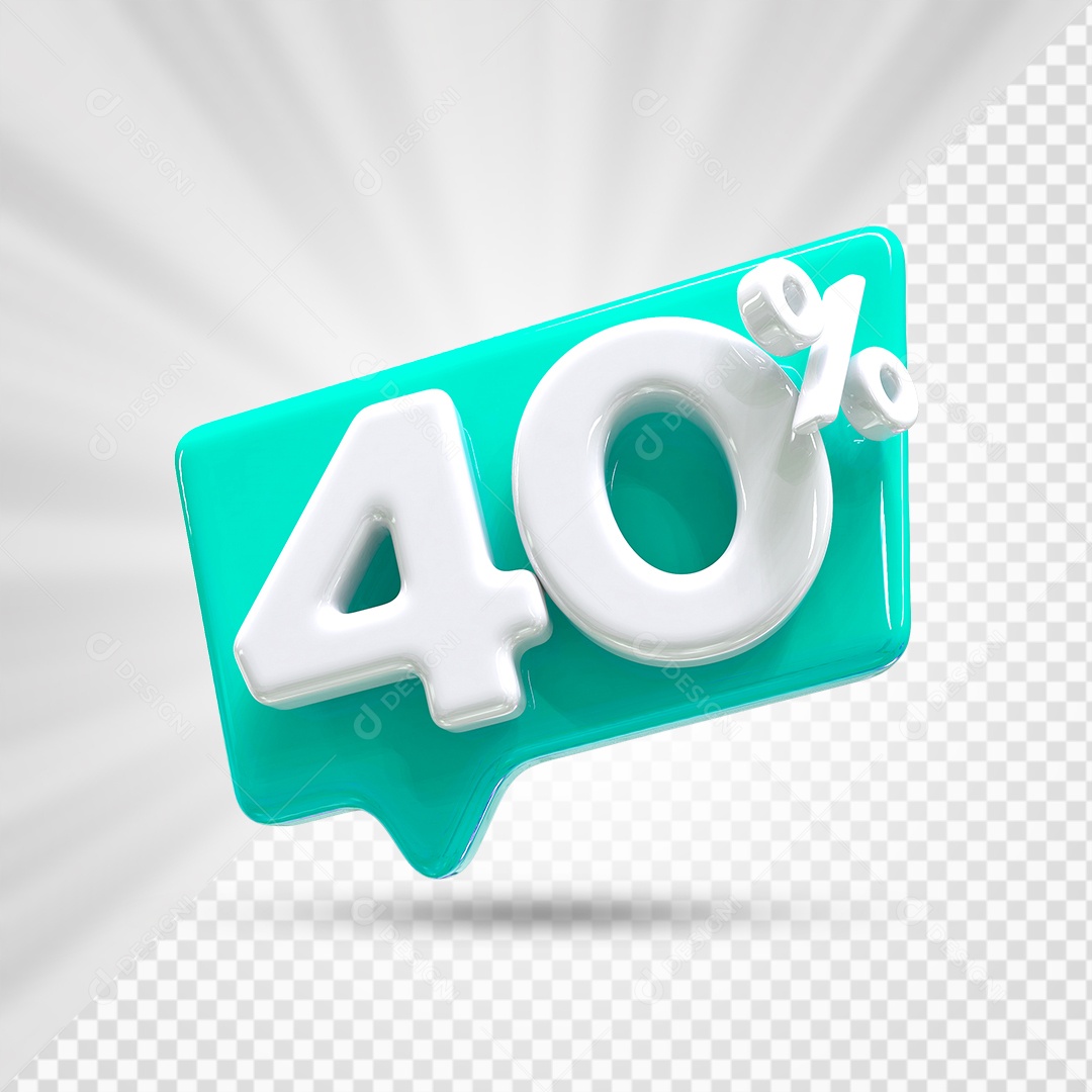 Caixa de Desconto Número 3D 40% Azul Marinho Elemento Para Composição PSD
